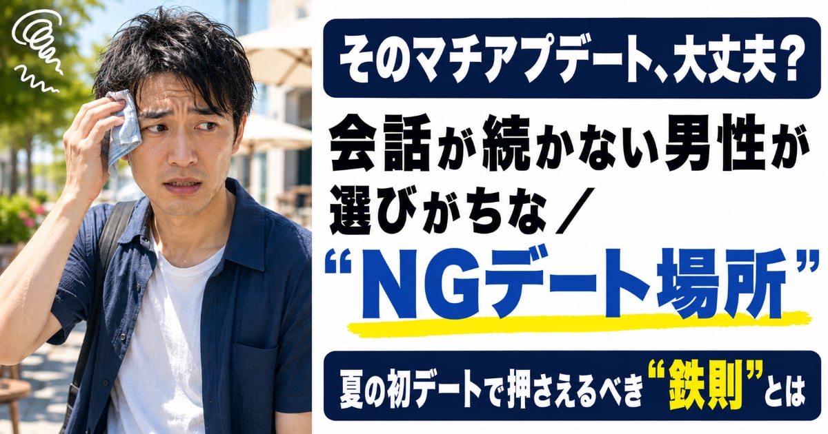 夏に彼女を作るマチアプ術。会話が続かない男性が選びがちなNGデート場所と初デート鉄則